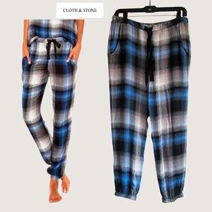 CLOTH & STONE NWOT Plaid Flannel Drawstring Leg Cuff Jogger Pant S